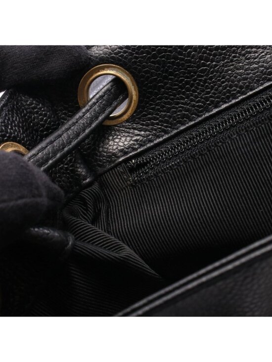 Chanel Backpack Triple CC Logo Black Caviar Leather Coco